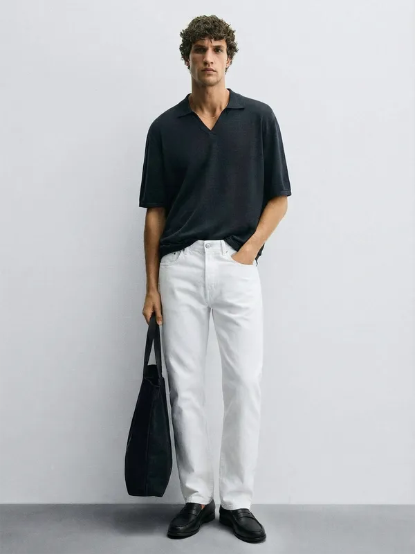 Highlander Men White Relaxed Fit Jeans