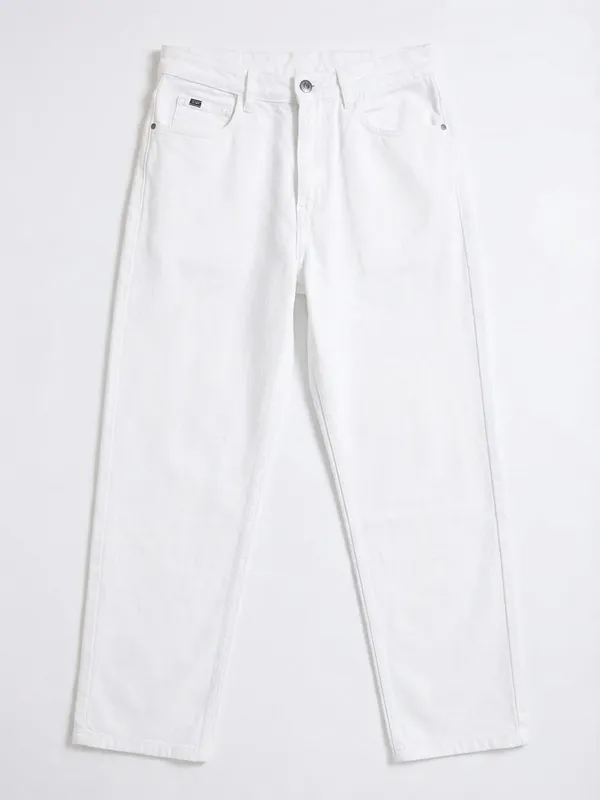 Highlander Men White Relaxed Fit Jeans