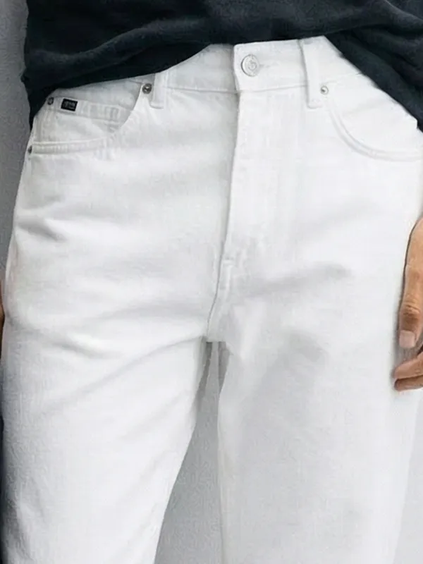 Highlander Men White Relaxed Fit Jeans