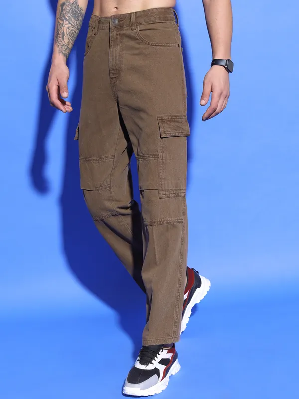 Highlander Men Brown Straight Fit Jeans