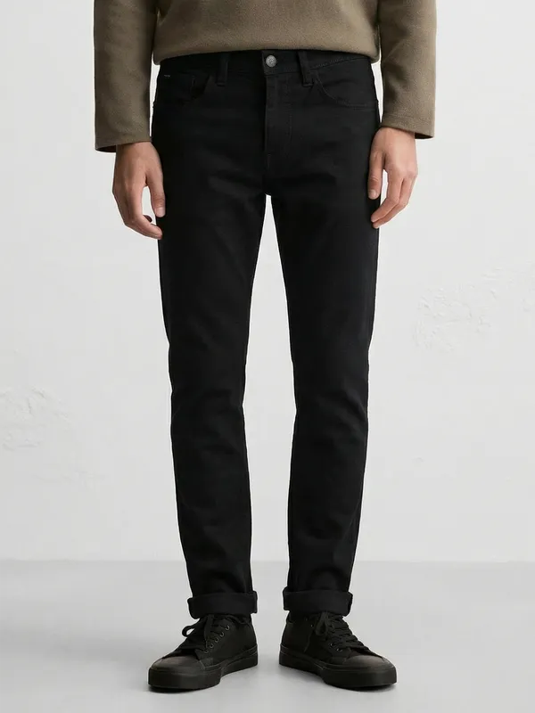 Highlander Men Black Slim Fit Stretchable Jeans