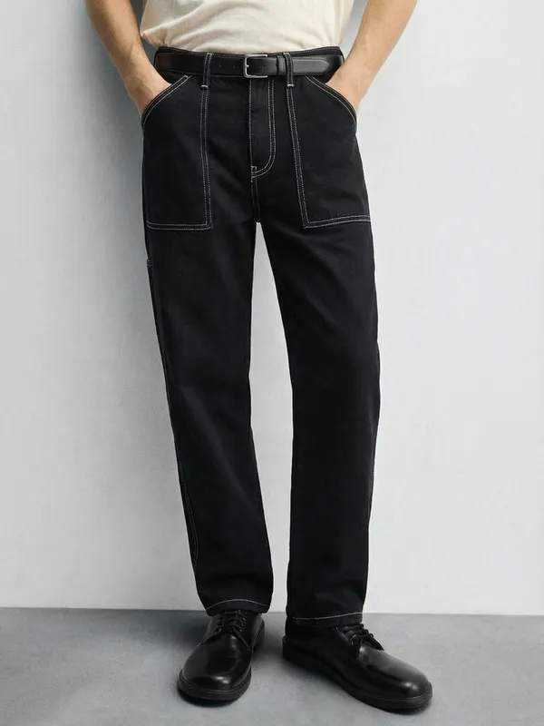 Highlander Men Black Straight Fit Jeans