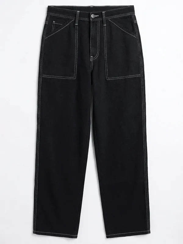 Highlander Men Black Straight Fit Jeans