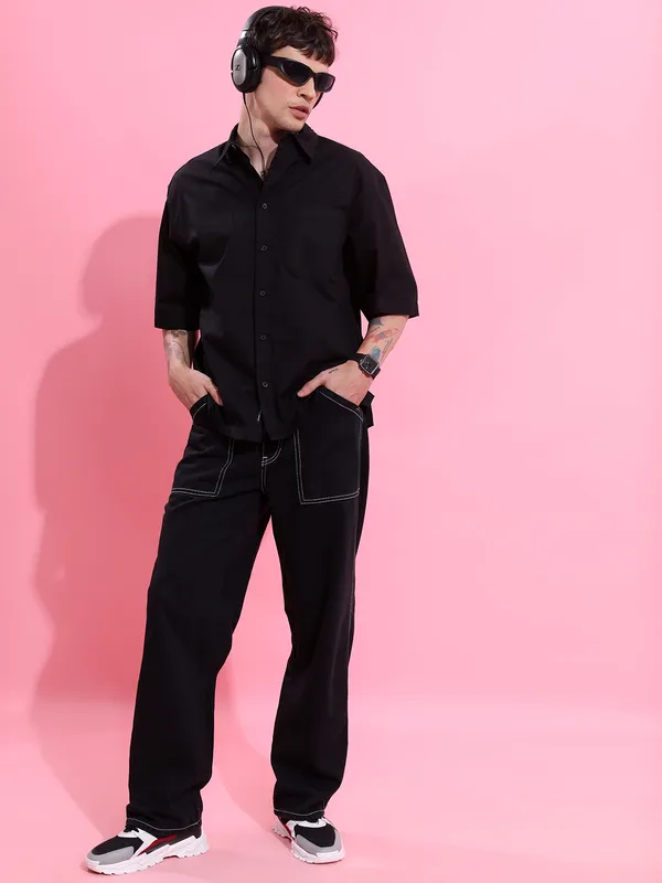 Highlander Men Black Straight Fit Jeans