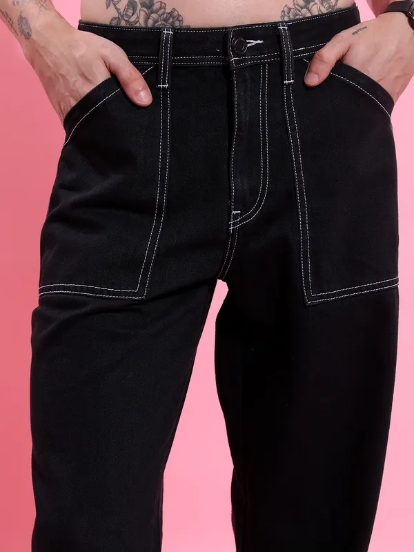 Highlander Men Black Straight Fit Jeans