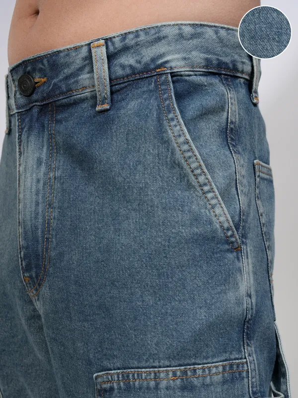 Highlander Men Blue Carpanter Fit Highly Distressed Stretchable Jeans