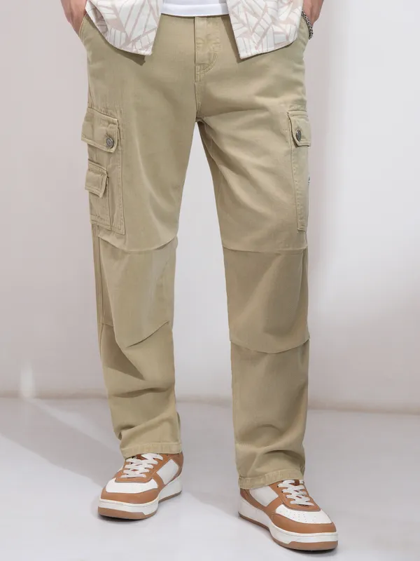 Highlander Men Khaki Straight Fit Stretchable Jeans