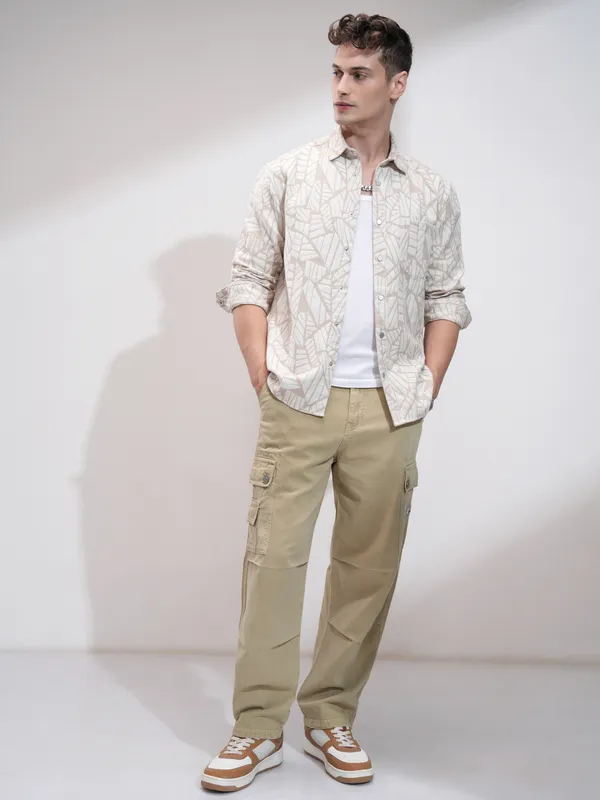 Highlander Men Khaki Straight Fit Stretchable Jeans