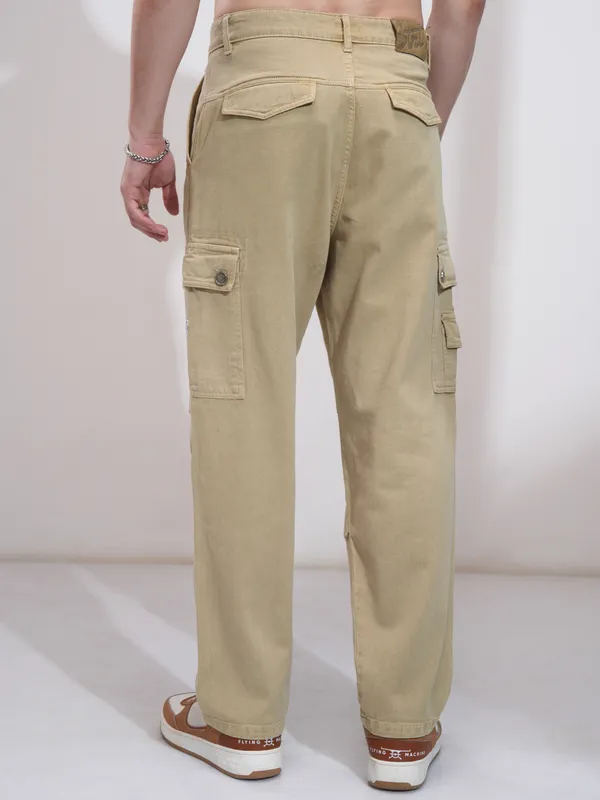 Highlander Men Khaki Straight Fit Stretchable Jeans