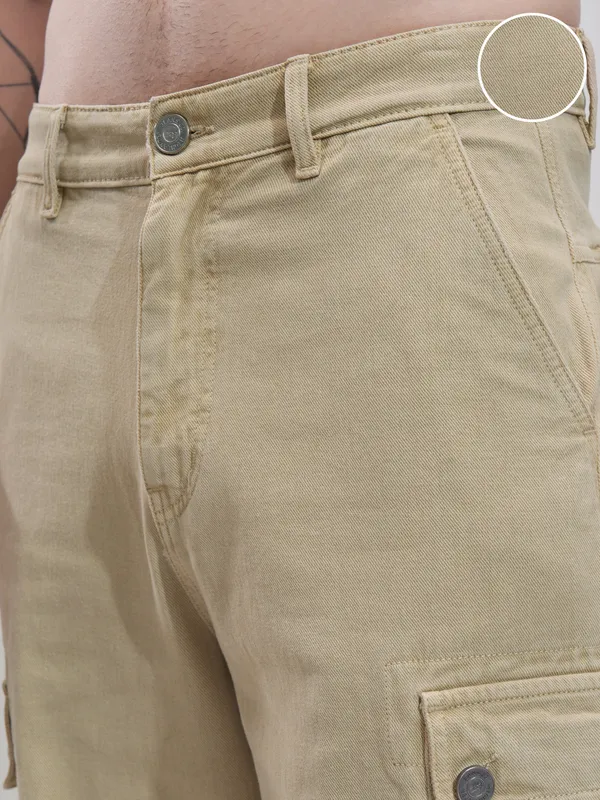 Highlander Men Khaki Straight Fit Stretchable Jeans