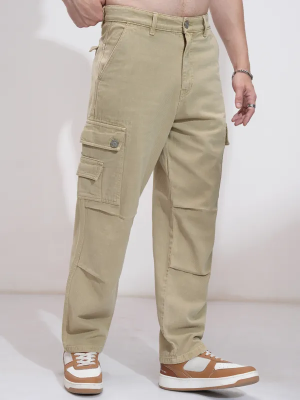 Highlander Men Khaki Straight Fit Stretchable Jeans