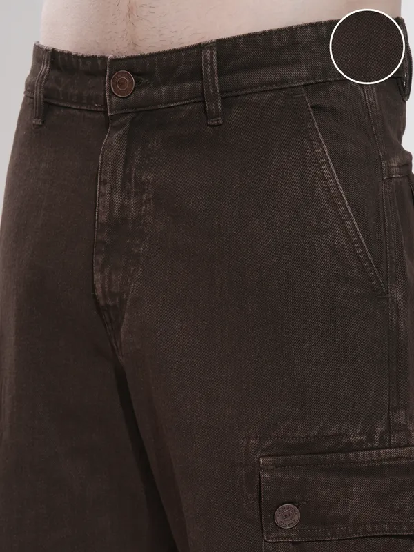 Highlander Men Coffee Brown Straight Fit Stretchable Jeans