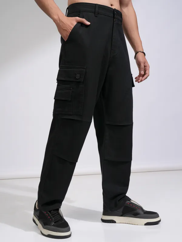 Highlander Men Black Straight Fit Stretchable Jeans