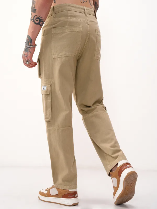 Highlander Men Khaki Baggy Stretchable Jeans