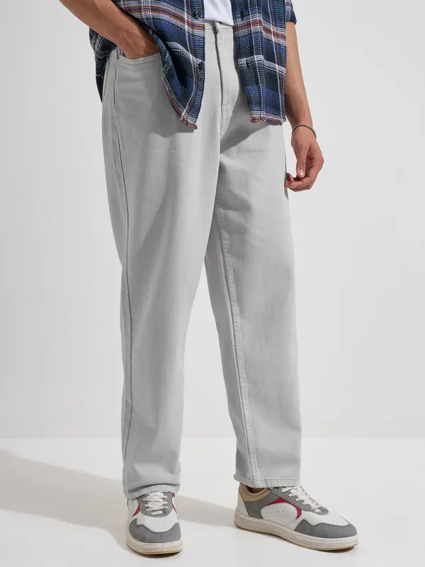 Highlander Men Grey Straight Fit Stretchable Jeans