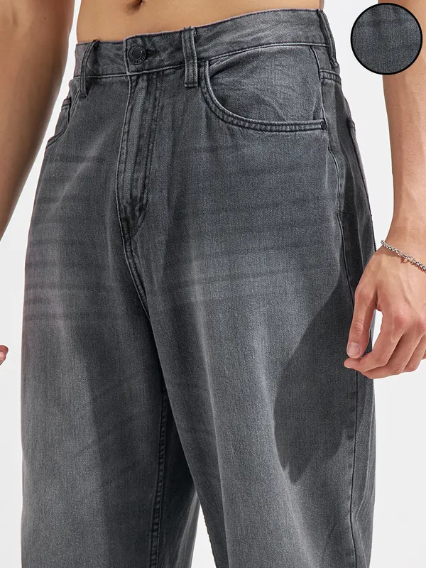 Highlander Men Grey Straight Fit Stretchable Jeans