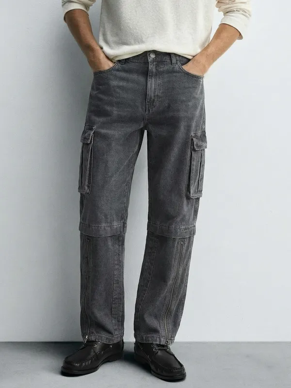 Highlander Men Grey Baggy Stretchable Jeans