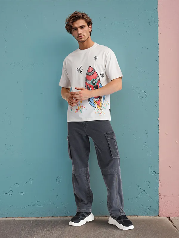 Highlander Men Grey Baggy Stretchable Jeans