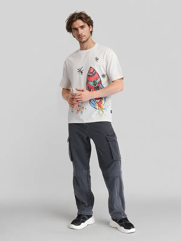 Highlander Men Grey Baggy Stretchable Jeans