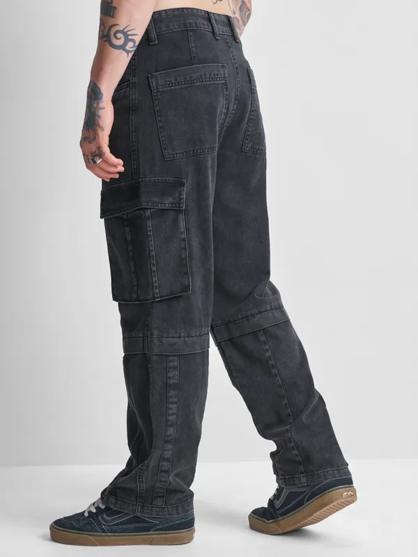 Highlander Men Black Baggy Jeans