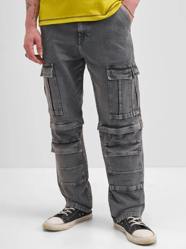 Highlander Men Grey Baggy Fit Stretchable Jeans