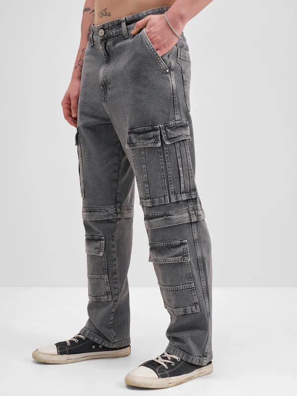 Highlander Men Grey Baggy Fit Stretchable Jeans