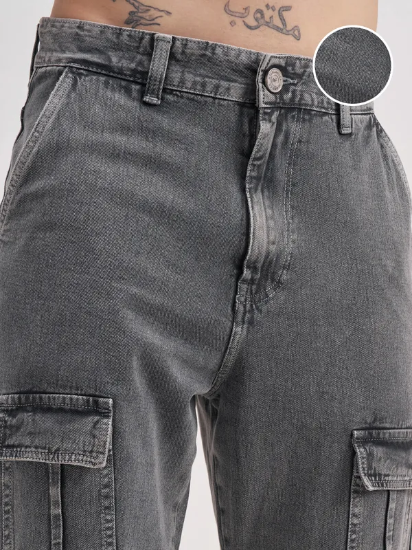 Highlander Men Grey Baggy Fit Stretchable Jeans