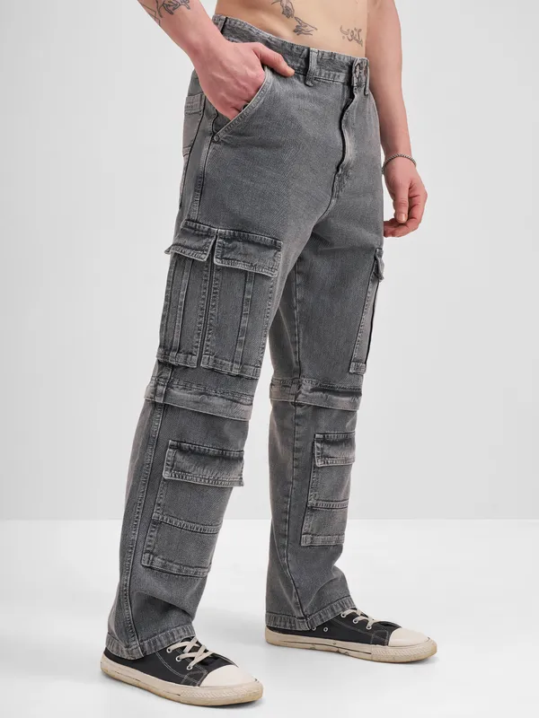 Highlander Men Grey Baggy Fit Stretchable Jeans