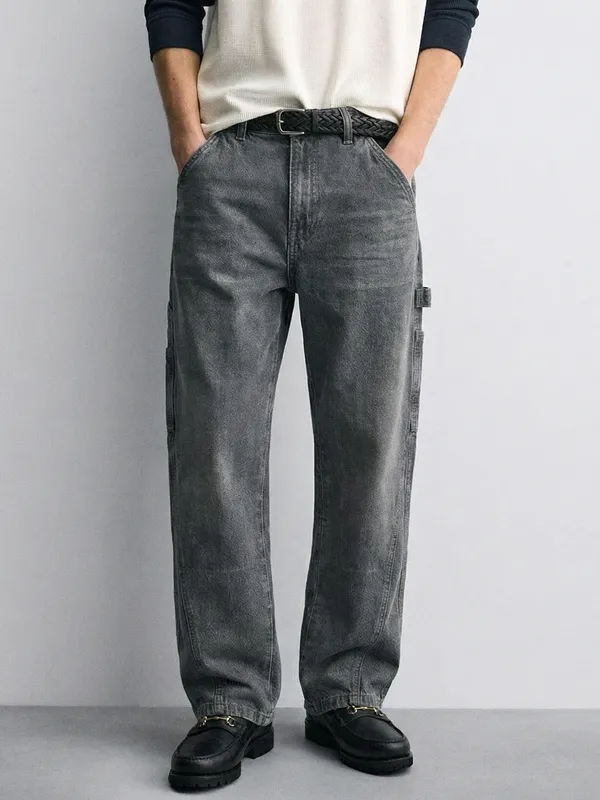 Highlander Men Grey Straight Fit Stretchable Jeans