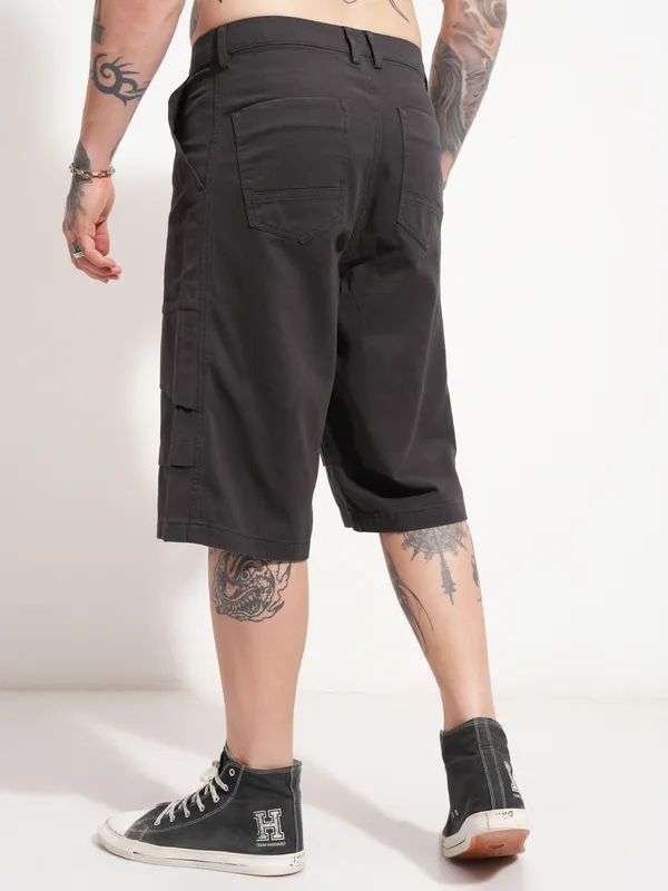 Highlander Men Grey Baggy Cargo Shorts