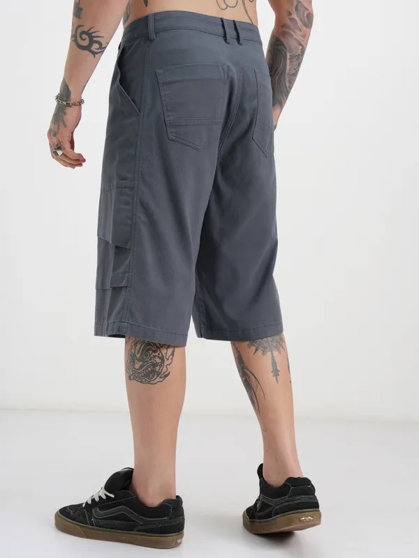 Highlander Men Blue Baggy Cargo Shorts