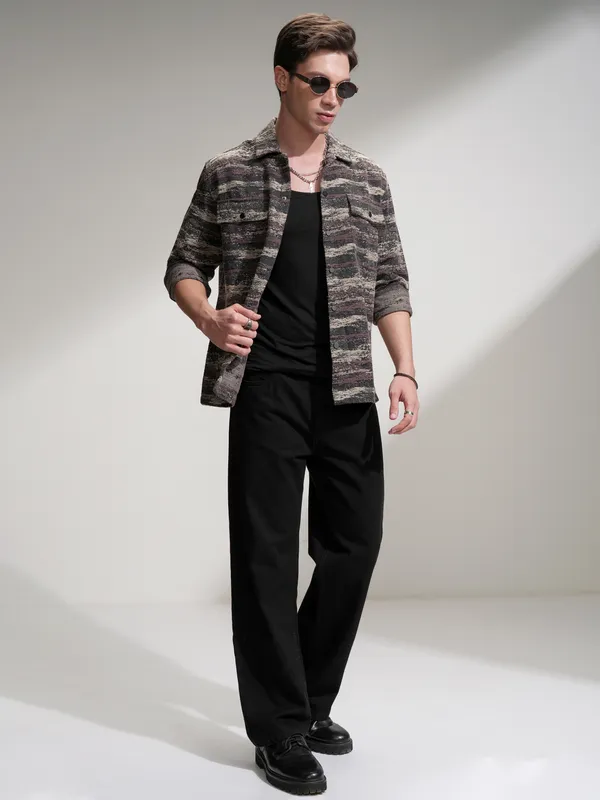 Highlander Men Black Printed Relaxed Fit Casual Shirt