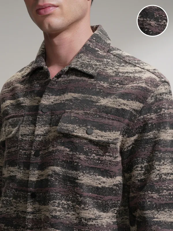 Highlander Men Black Printed Relaxed Fit Casual Shirt