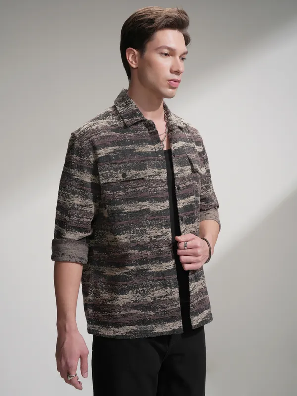 Highlander Men Black Printed Relaxed Fit Casual Shirt