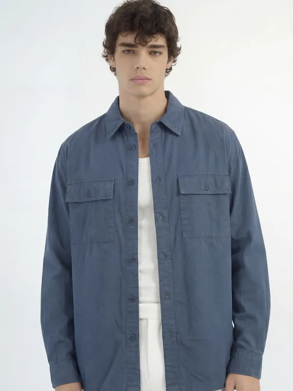 Highlander Men Green Solid Relaxed Fit Casual Shirt