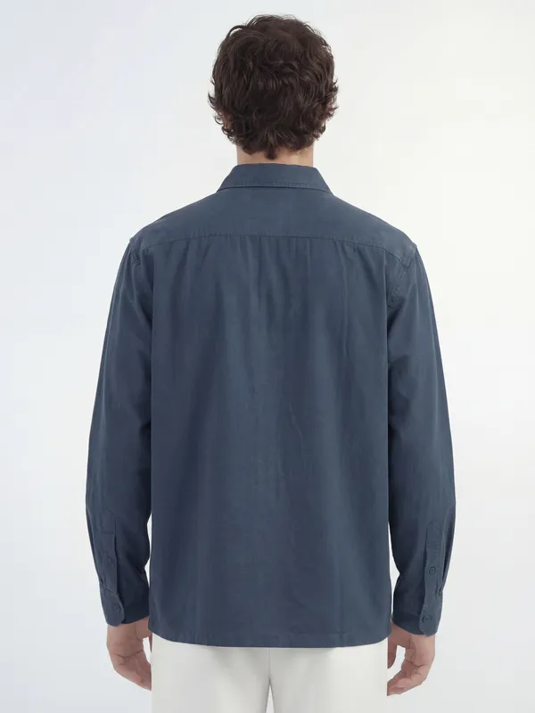 Highlander Men Blue Solid Relaxed Fit Casual Shirt