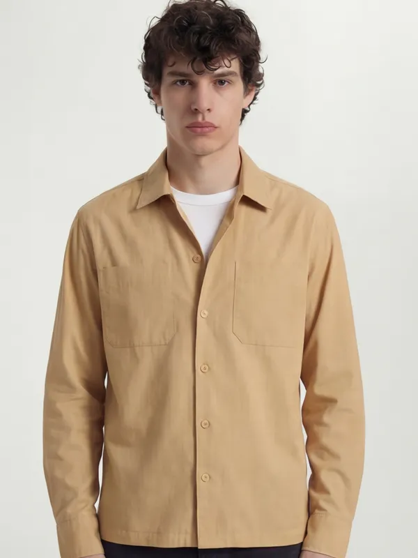 Highlander Men Orange Solid Oversized Fit Casual Shirt