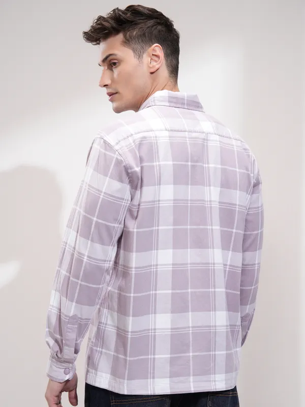 Highlander Men Pink Checked Oversized Fit Casual Shirt