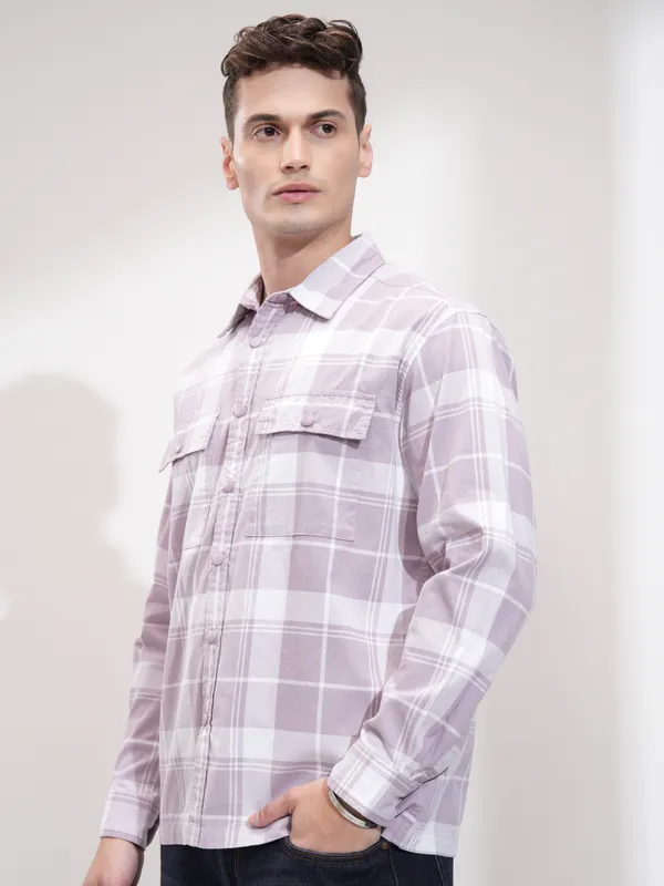 Highlander Men Pink Checked Oversized Fit Casual Shirt