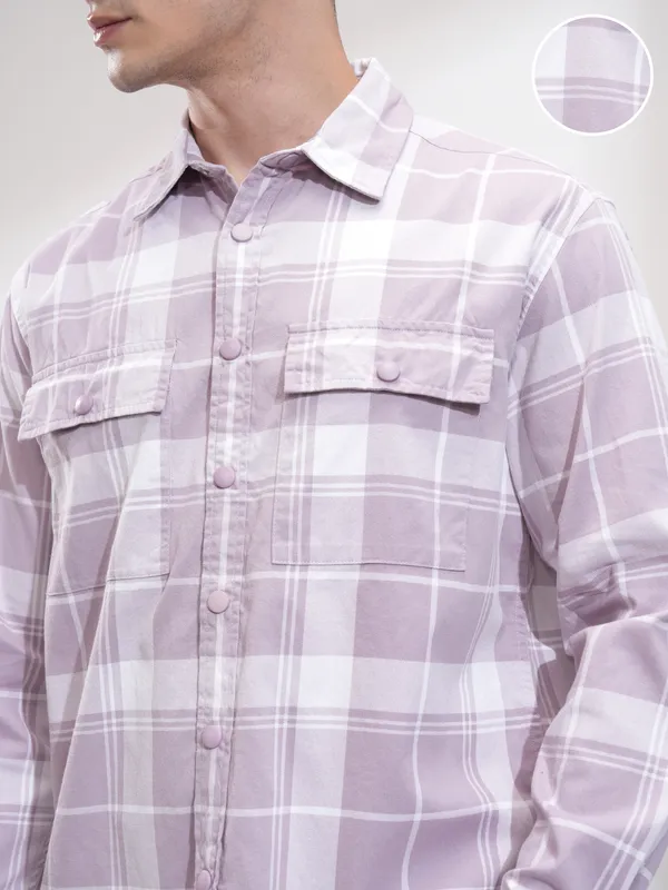 Highlander Men Pink Checked Oversized Fit Casual Shirt