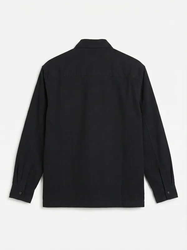 Highlander Men Black Self Design Relaxed Fit Casual Shirt