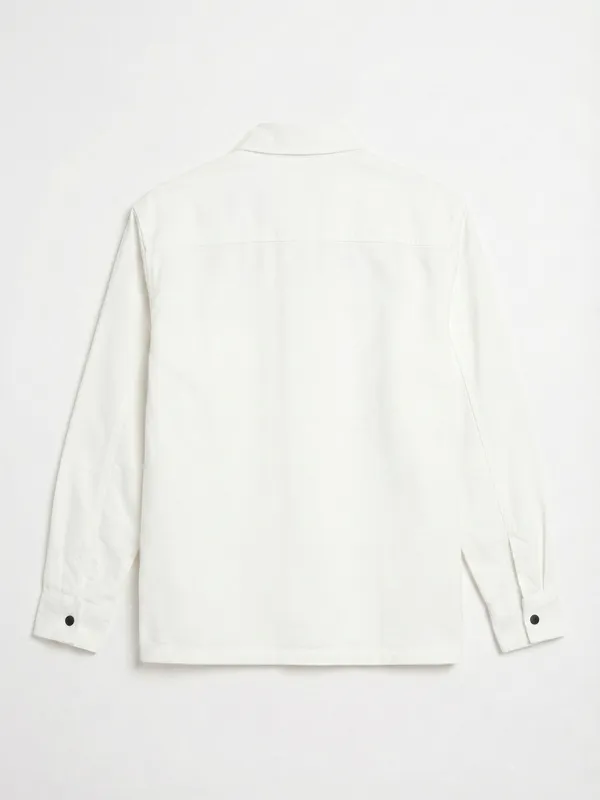 Highlander Men White Self Design Relaxed Fit Casual Shirt