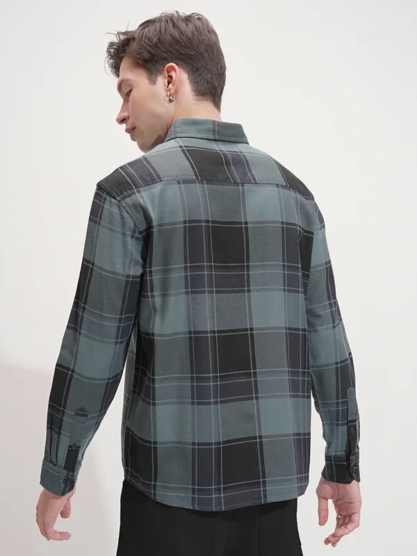 Highlander Men Blue Checked Relaxed Fit Casual Shirt