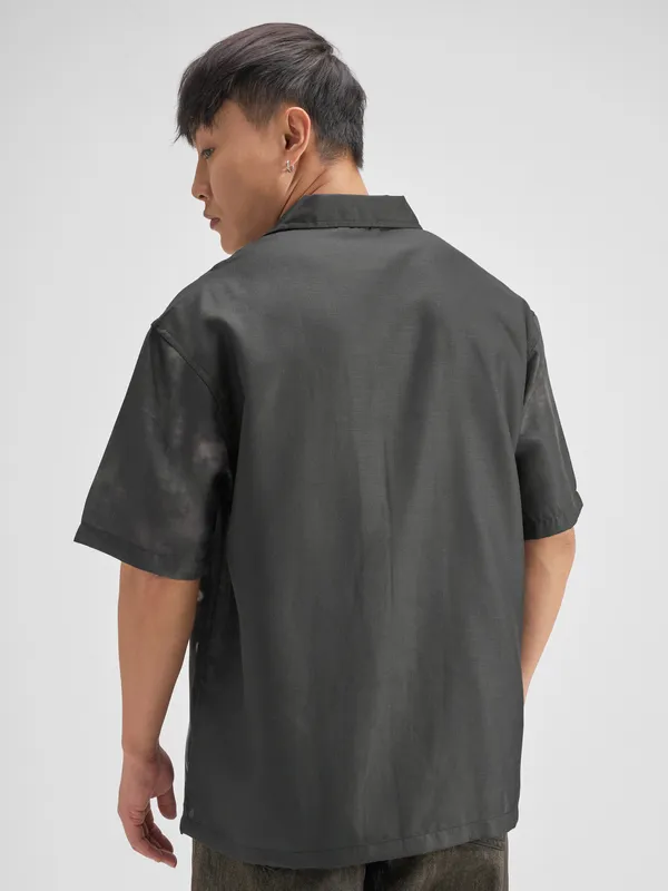 Highlander Men Black Printed Boxy Fit Casual Shirt