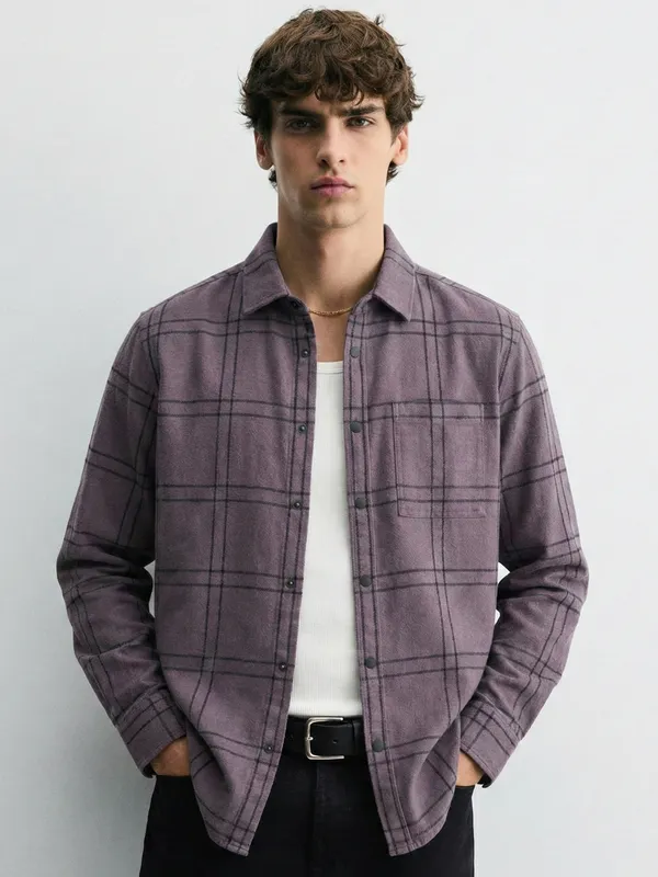Highlander Men Purple Checked Relaxed Fit Casual Shirt