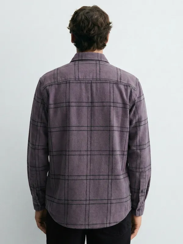 Highlander Men Purple Checked Relaxed Fit Casual Shirt