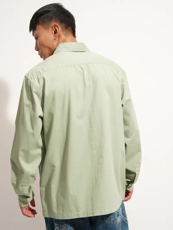 Highlander Men Green Printed Oversized Casual Shirt