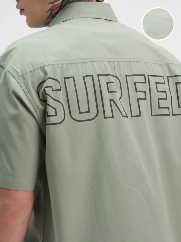 Highlander Men Green Printed Oversized Fit Casual Shirt