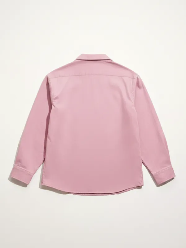 Highlander Men Pink Embroidered Oversized Fit Casual Shirt