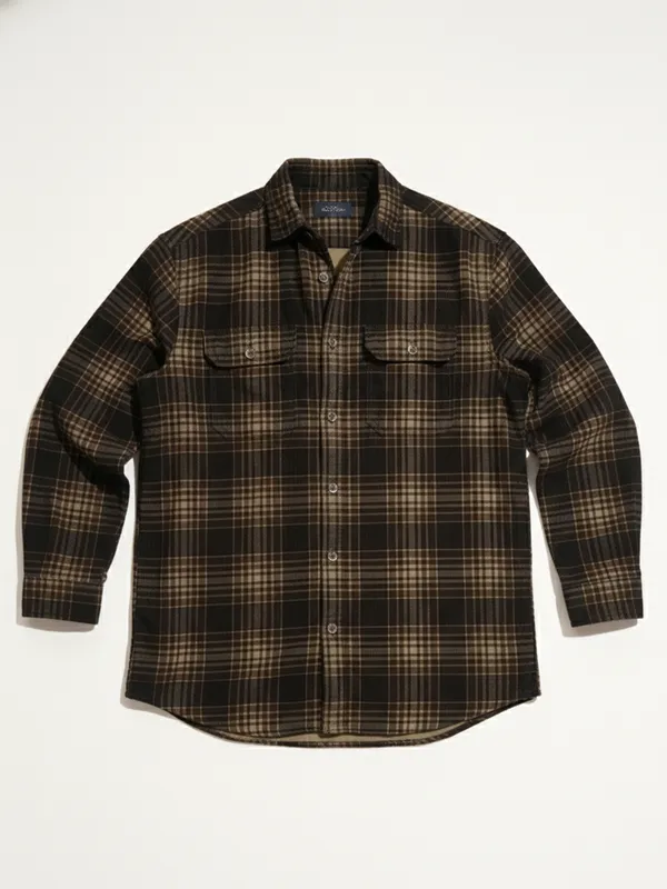 Highlander Men Brown Checked Oversized Fit Casual Shirt